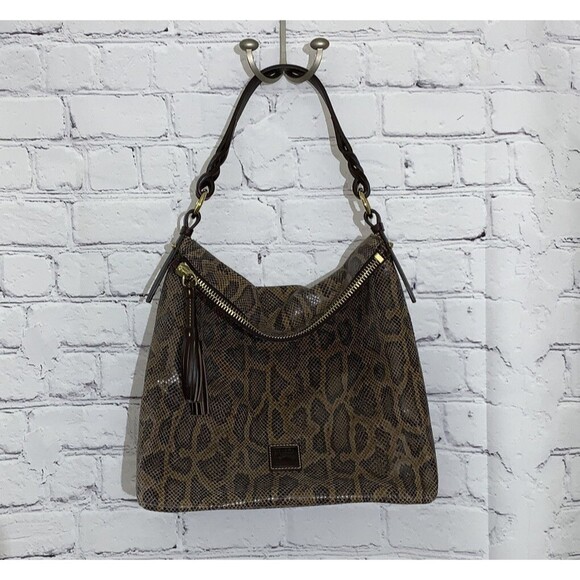 Dooney & Bourke Sloan Leather Hobo Shoulder Handbag Brown Boa T'Moro Straps - Picture 1 of 10